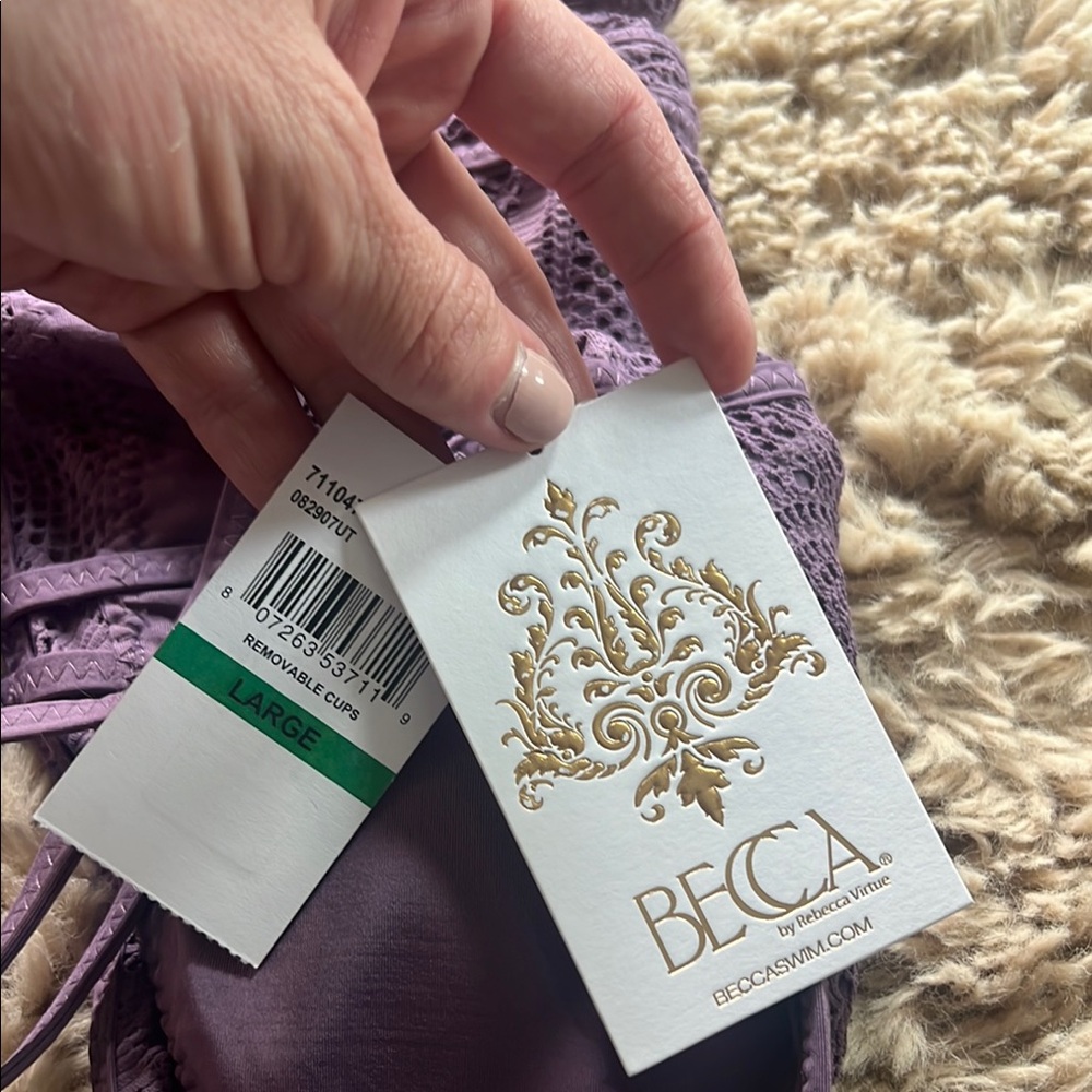 BECCA Purple Lace One Piece Swimsuit - Picture 4 of 4